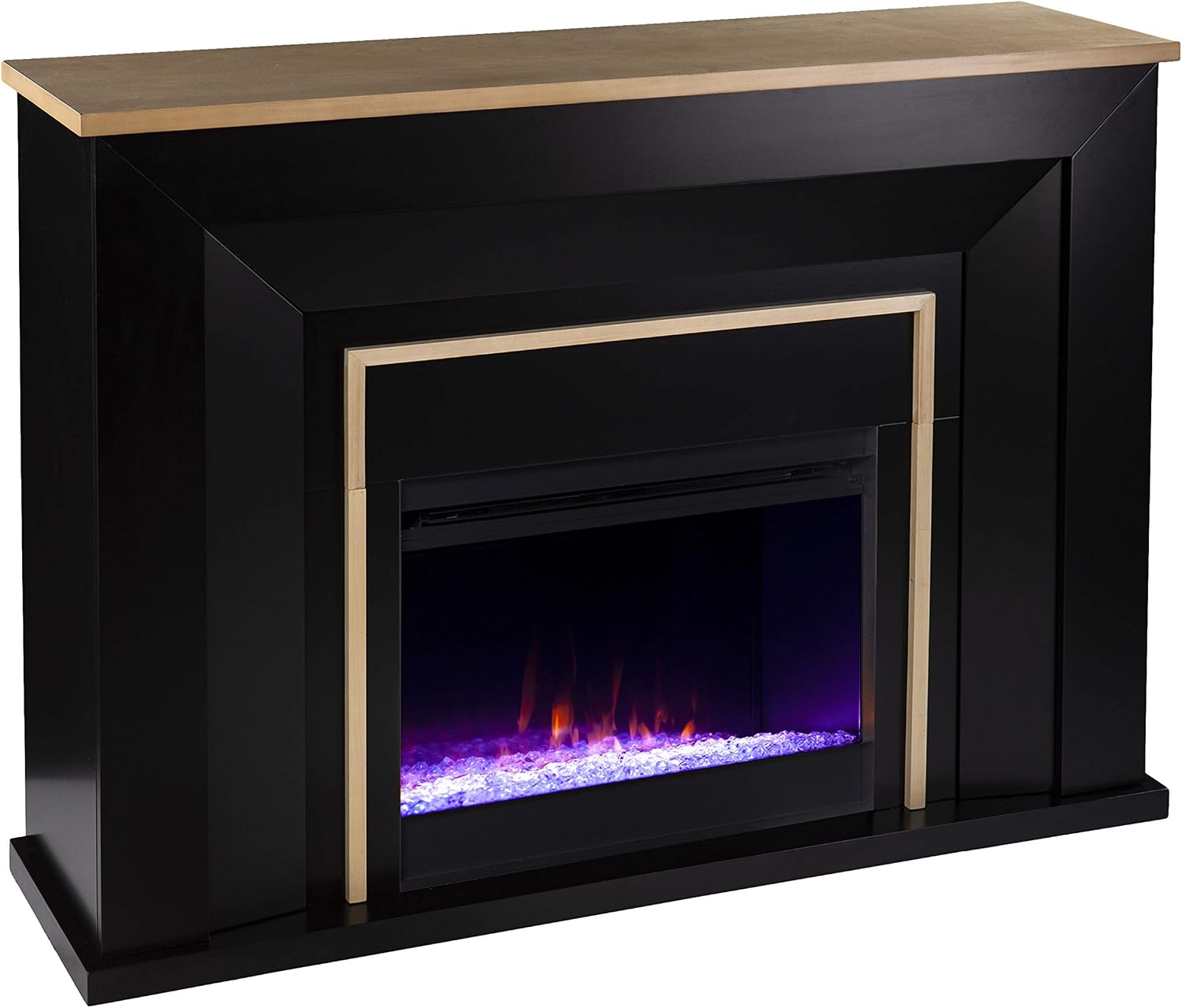 SEI Furniture Cardington Color Changing Fireplace, Black/Natural
