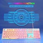 Gaming Keyboard and Mouse Combo, MageGee K1 RGB LED Backlit Keyboard with Transparent Cover, 104 Keys Computer Gaming Keyboard and 7 Colors LED Gaming Mouse for PC/Laptop(Light Pink)