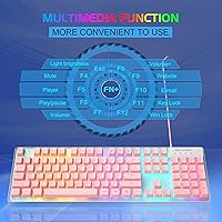 Vista 4 de Combo de teclado y mouse para juegos, teclado retroiluminado LED RGB K1 con 104 teclas, computadora y teclado para juegos para PCcomputadora