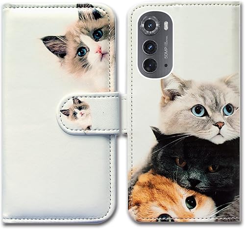 Bcov Funda para Motorola Edge 2022, diseño de gato marrón con tapa para teléfono con ranura para tarjetas, soporte para Moto Motorola Edge 2022