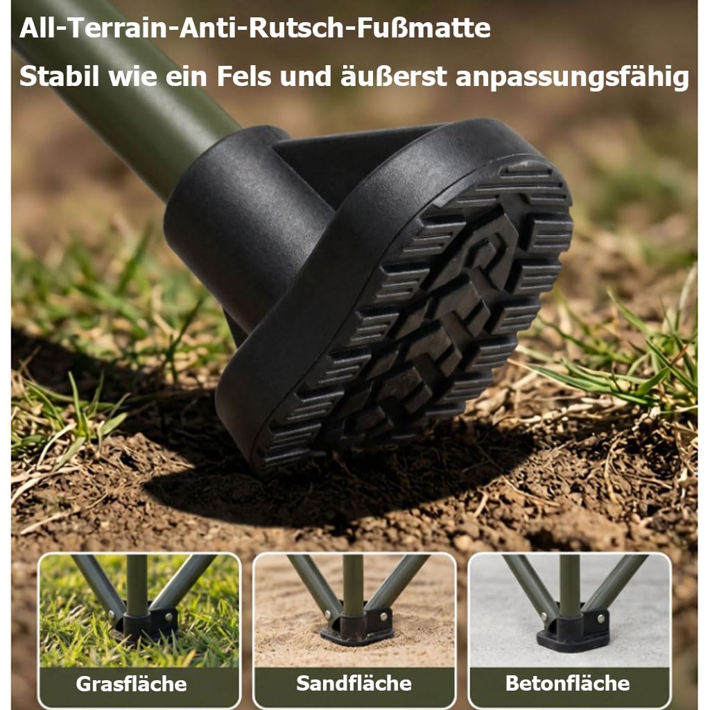Campingstuhl Faltbar mit Dicker Polsterung, Klappstuhl Camping Stuhl mit Getränkehalter & Seitentasche, Stabiler Fischerstuhl für Garten Picknick Festival, inklusive Tragetasche