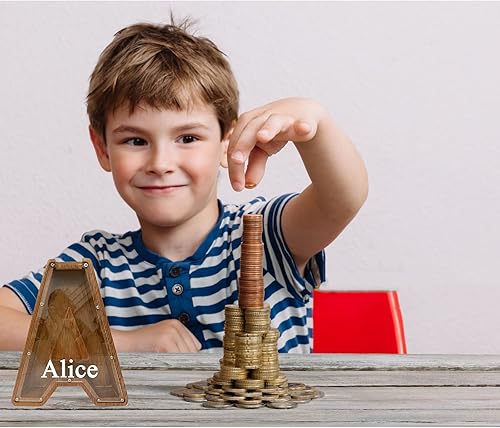 Vista 119 de Alcancía grande de madera personalizada para niños, alcancía con nombre personalizado, alcancía (nombre grabado láser) letras del alfabeto