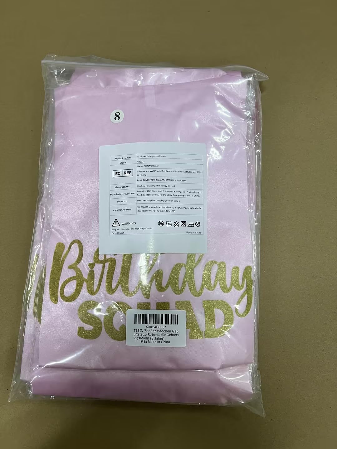 7 pièces Robes d'anniversaire pour filles, Robes de fête au spa pour princesses, Robe en kimono en satin pour filles et femmes, Rose, 8 ans
