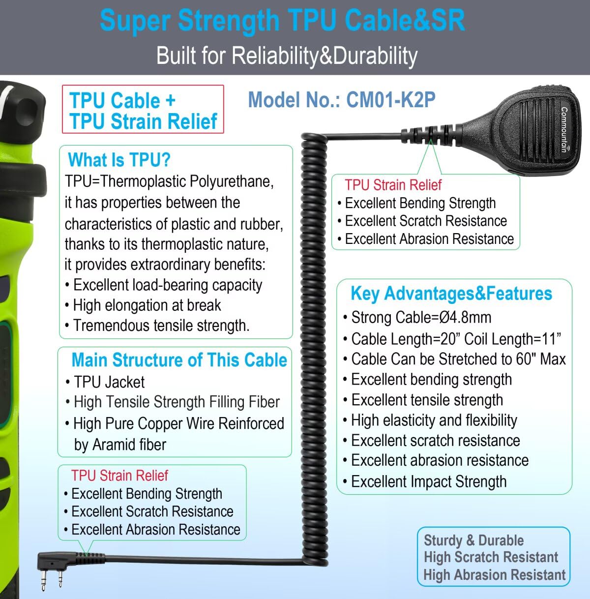 commountain Heavy Speaker Mic Compatible for Baofeng Radios BF-F8HP UV-82HP UV-5R UV82 UV82C UV5R5 UV5RA UV5RE UV5X3 and Kenwood BTECH Retevis Samcom Radios, Walkie Talkie Microphone