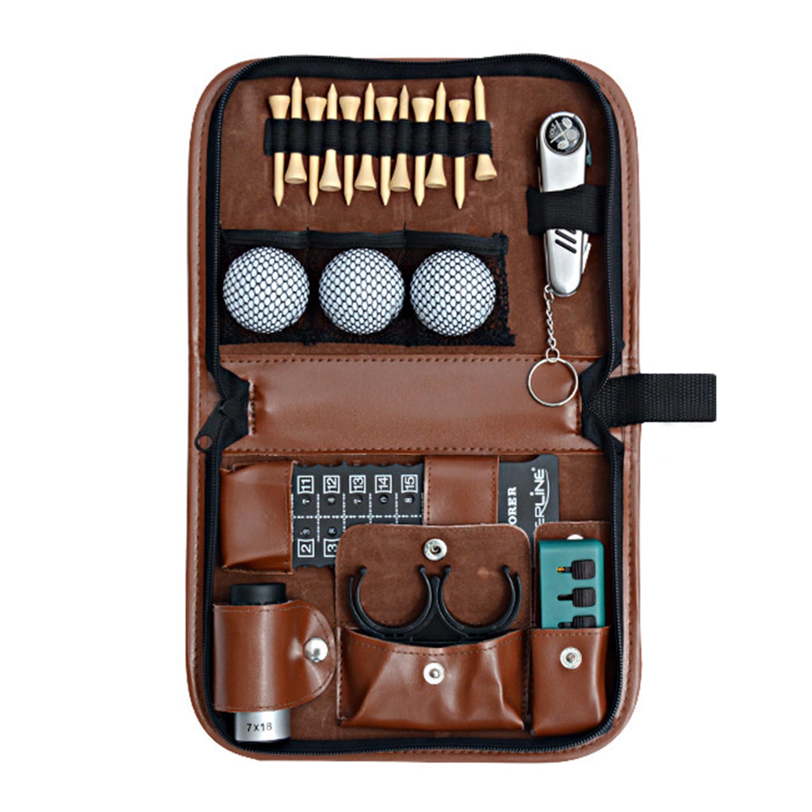 Golf Bag Strumento Kit, Kit di Attrezzi da Golf Sport Esterno di Pelle Golfista Accessori da Golf
