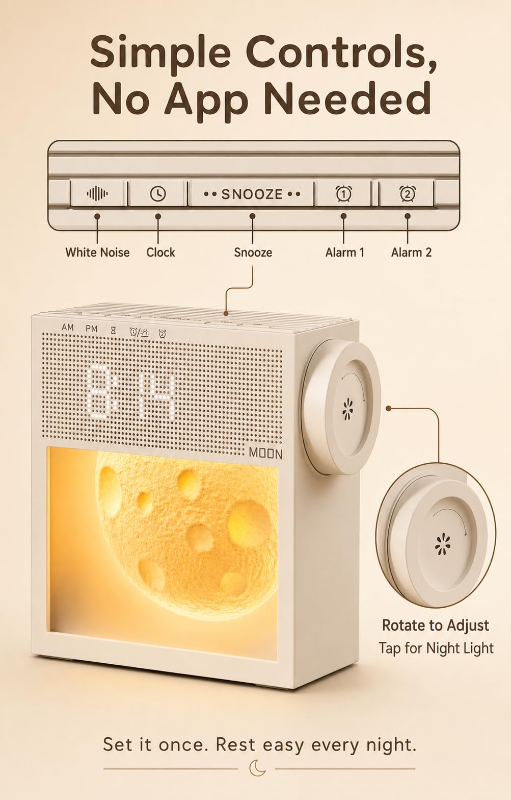 Máquina de sonido de ruido blanco con luz