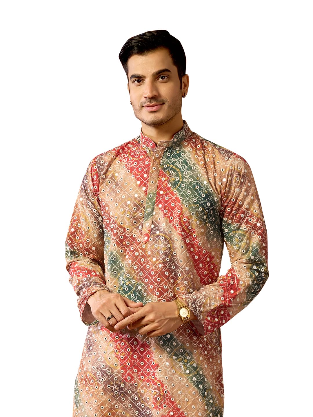 Yellow Bandhani Printed & Sequin Work Kurta-image-44