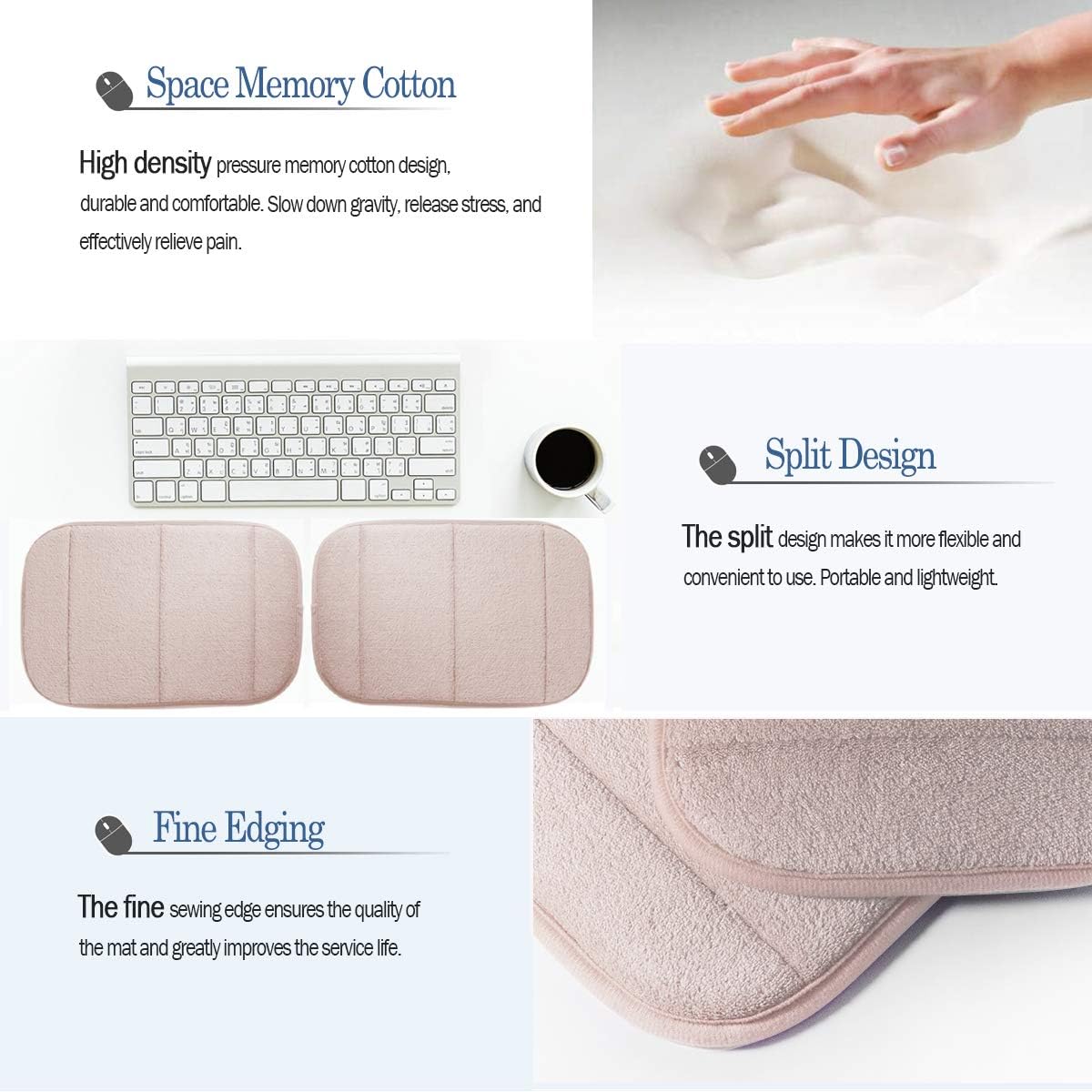 2 Pack Portable Computer Elbow Wrist Pad, Hatisan Premium Memory Cotton Desktop Keyboard Arm Rest Support Mat for Office Home Laptops - More Comfort & Less Strain(7.9 x 11.8 Inch) (Camel)