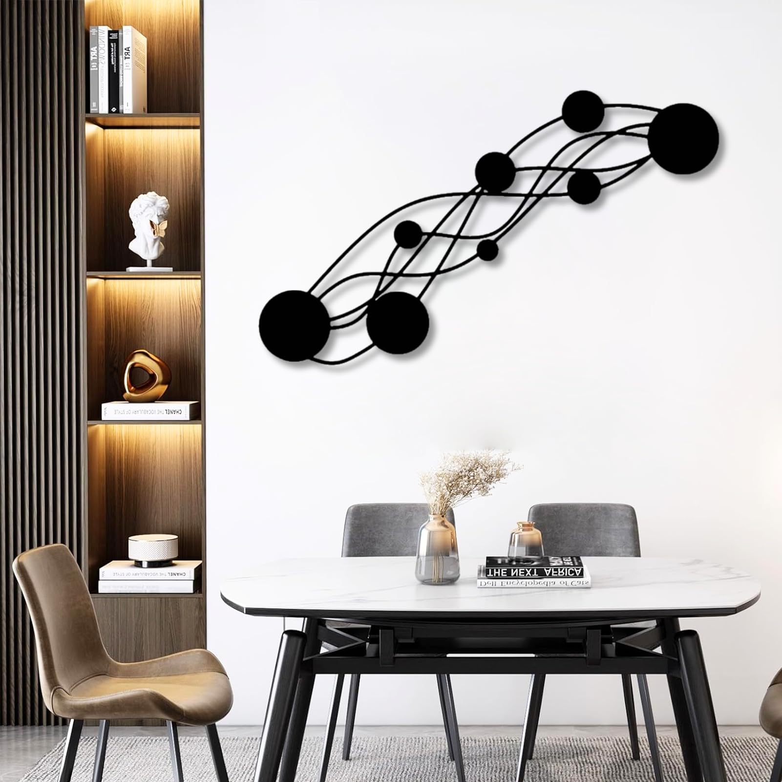 Décoration murale en métal minimaliste moderne 90x53cm noir