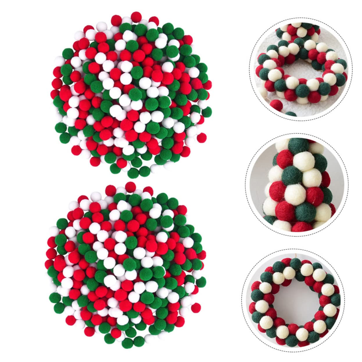 Zerodeko 5 Juegos Pompones De Decoración Navideña Bolas De Fieltro De Navidad Manualidades con Pompones Rojos Adornos Navideños De Fieltro Decoraciones Dulce Poliéster 2000 Piezas X 5
