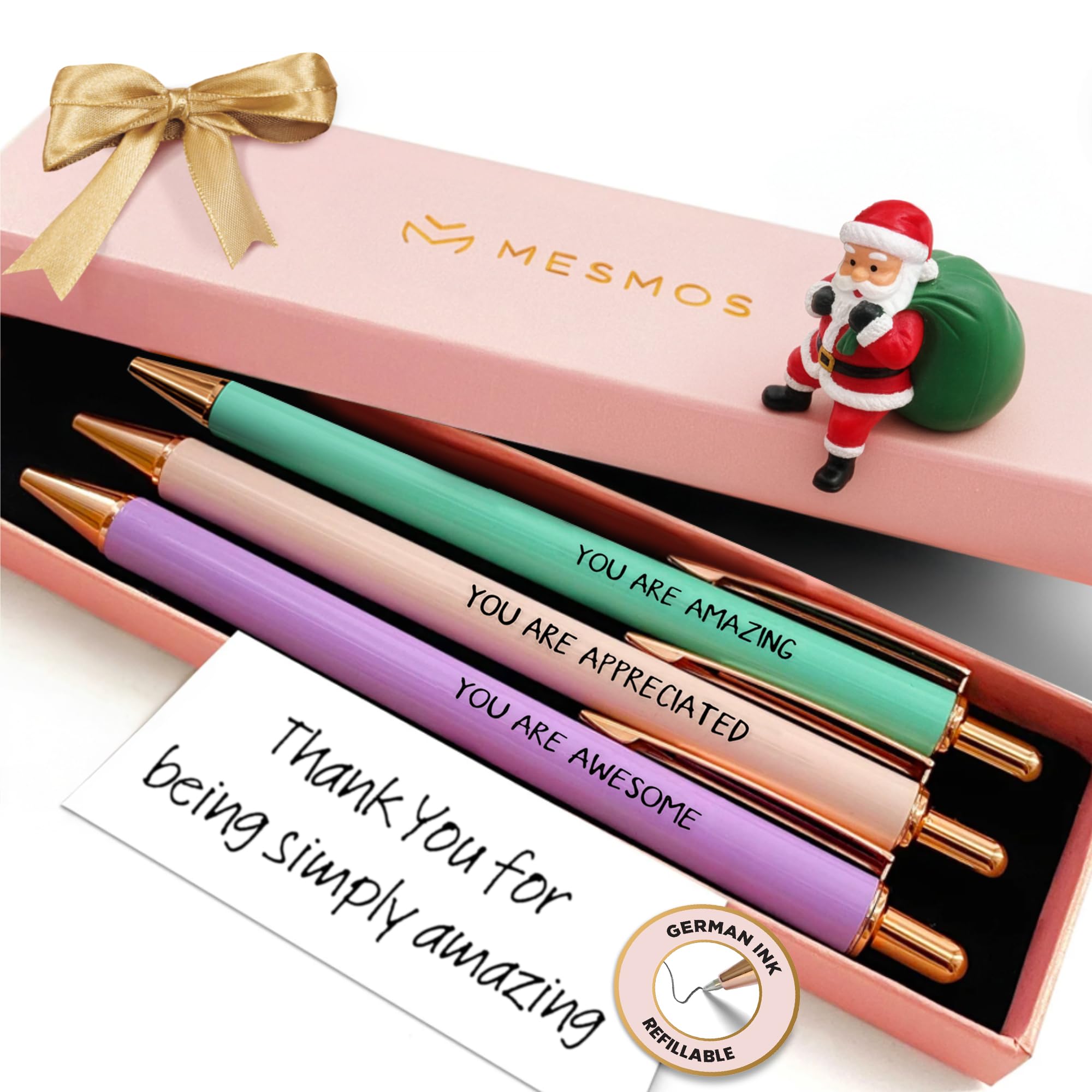 MESMOS 3pc Fancy Pen Set for Women, Thank You Gifts for Women, Nice Cute Pens, Boss Lady Gifts for Coworkers, Teacher Pens, Employee Appreciation Gifts, Office Gifts for Coworkers, Nice Cute Pens