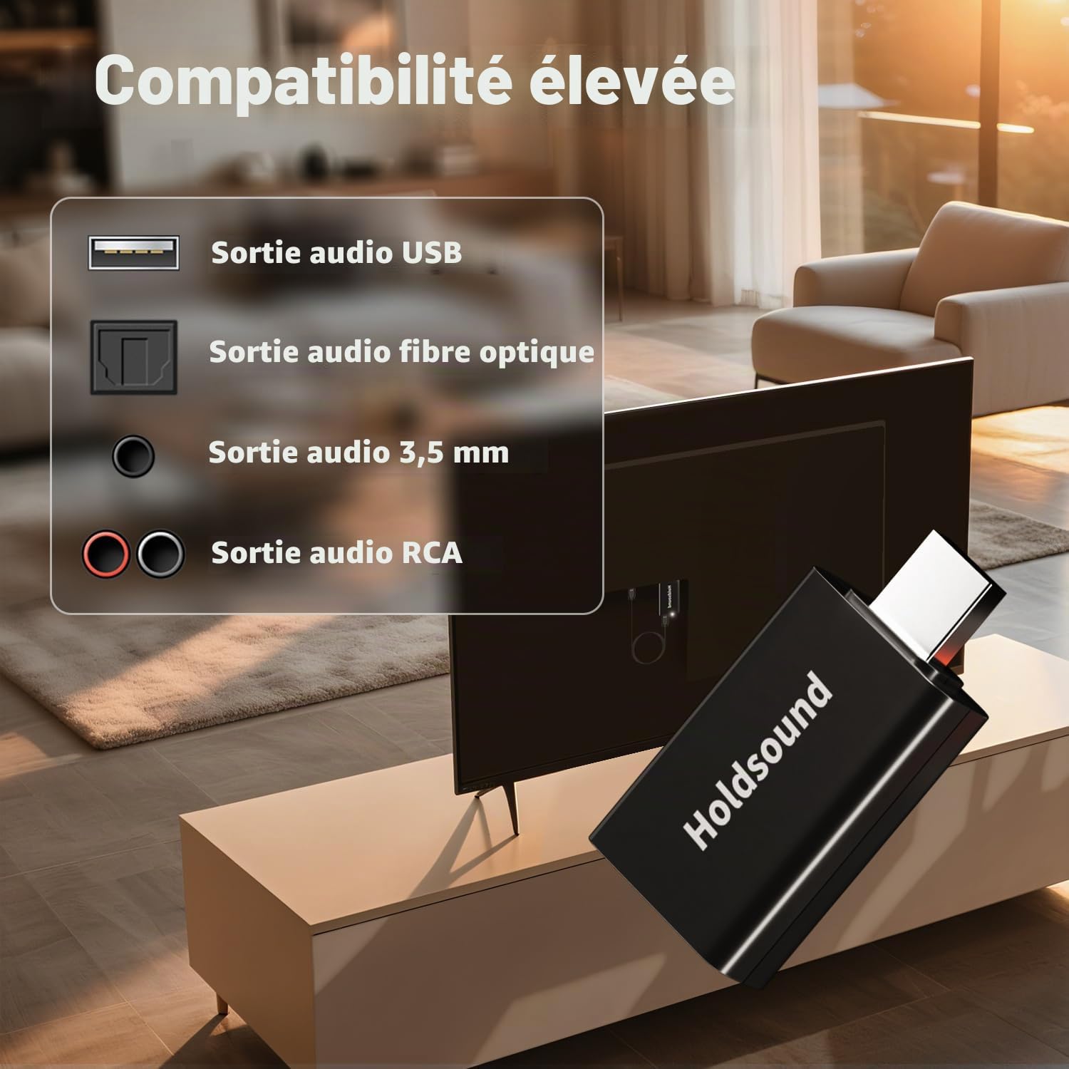 Holdsound Casque TV sans Fil pour Personnes Âgées, Noir Brillant