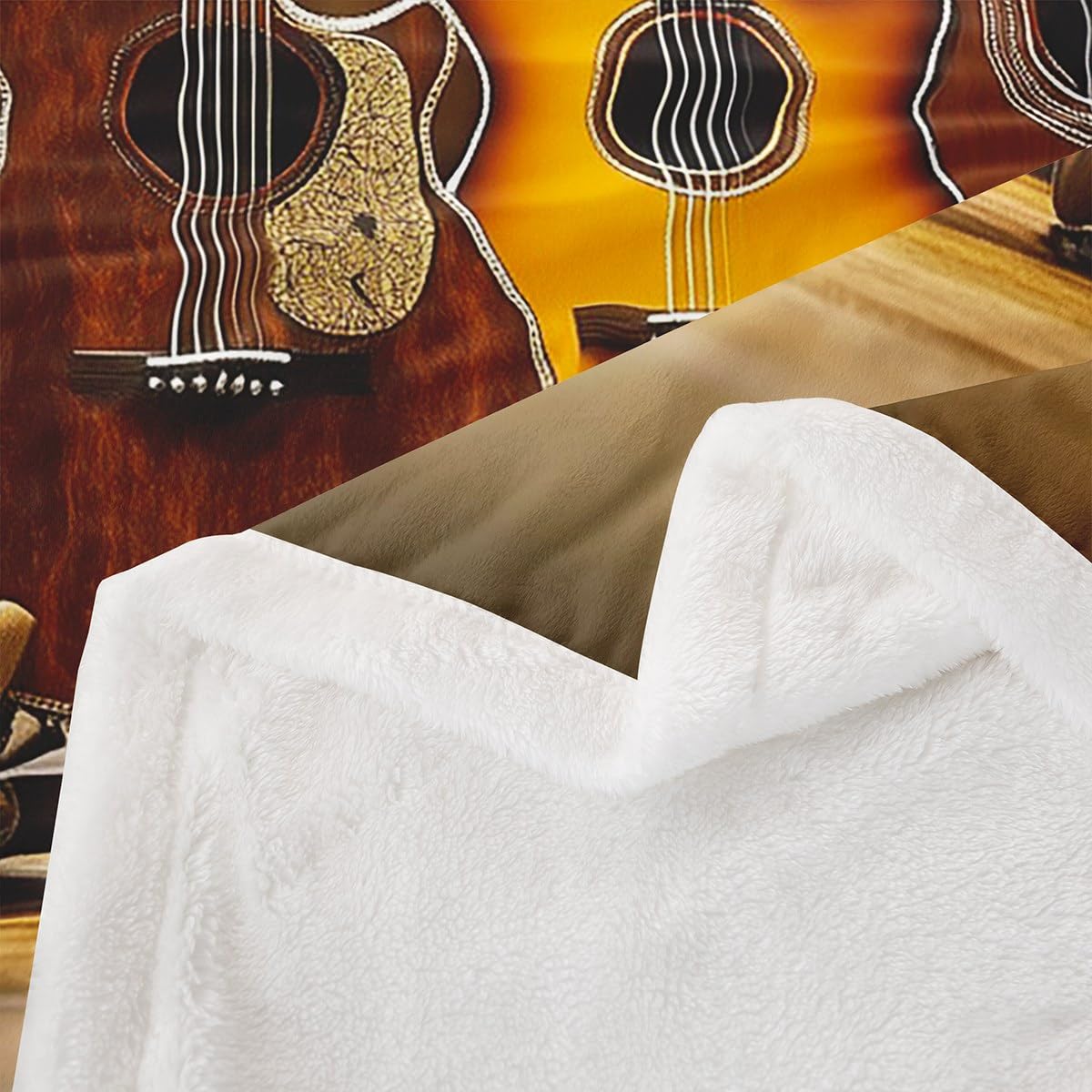 Coperta a tema chitarra strumento musicale Rock Roll coperta per ragazzi musica country occidentale super morbida rughe tappeto Sherpa tappeto artistico amante della musica regina 228 x 228