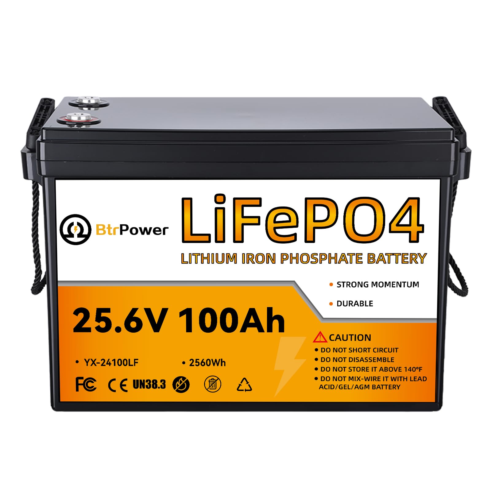 24V 100Ah LiFePO4 Lithium Battery,5000-15000 Cycles,2560Wh Energy