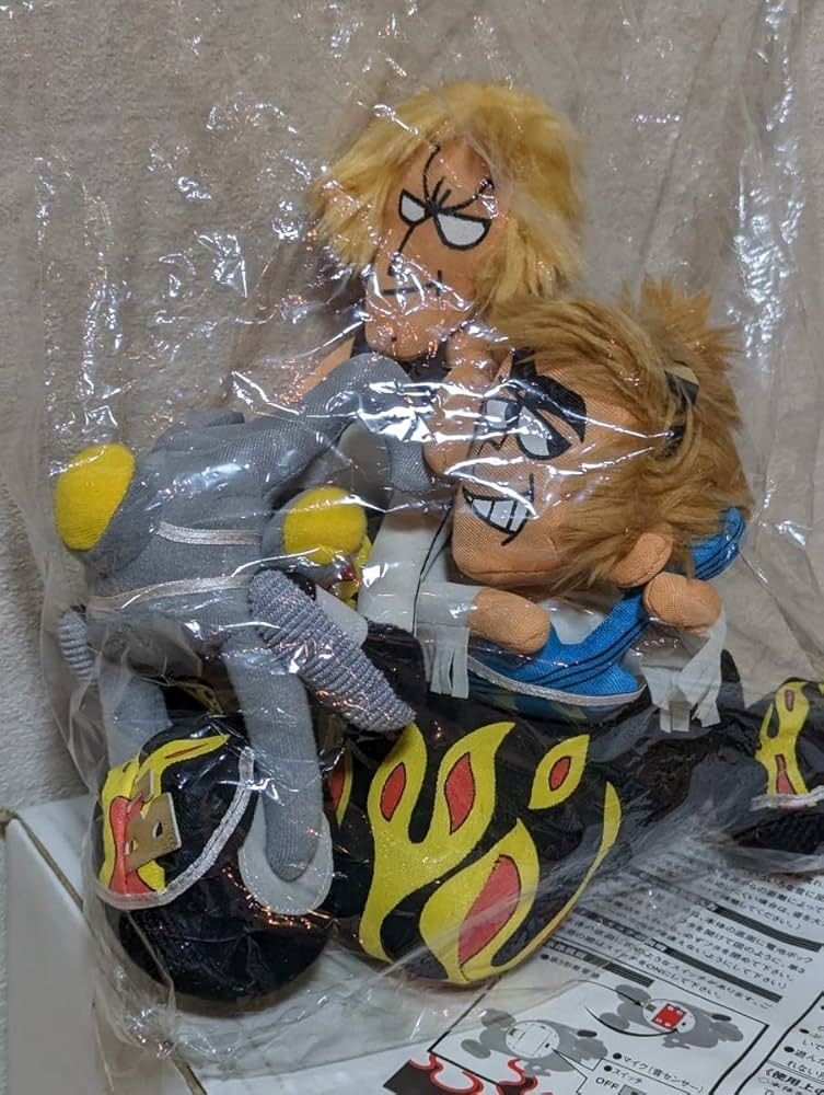 B‘z★特製人形★ぬいぐるみ B'z 特製人形 緑バージョン 稲葉さんと松本さんがバイクに乗っ