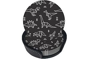 Galaxy Origami Dinosaur Leather Coasters: A Cosmic Protector for Your Drinks