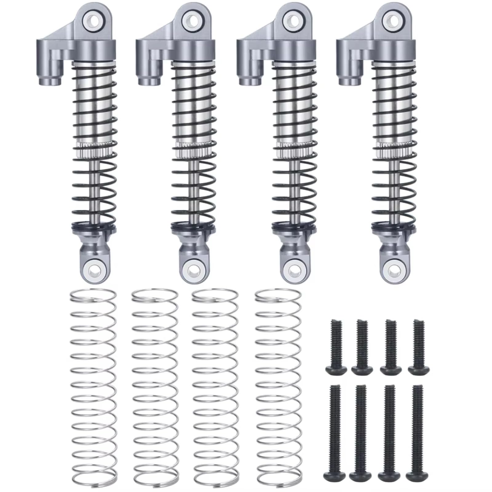 Ammortizzatore RC Per TRX4M Per Bronco Per Defender 1/18 4 Pezzi Ammortizzatori Anteriori E Posteriori In Metallo Da 56mm Parti Per Modelli Di Auto RC Cingolate(Grey)