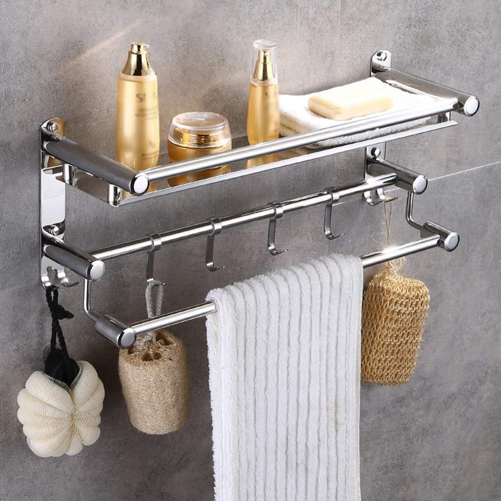 Wielofunkcyjna półka, naścienna półka prysznicowa organizer łazienkowy ze szkła hartowanego wieszak na ręczniki instalacja wiercenia / 40 x 16 x 19 cm