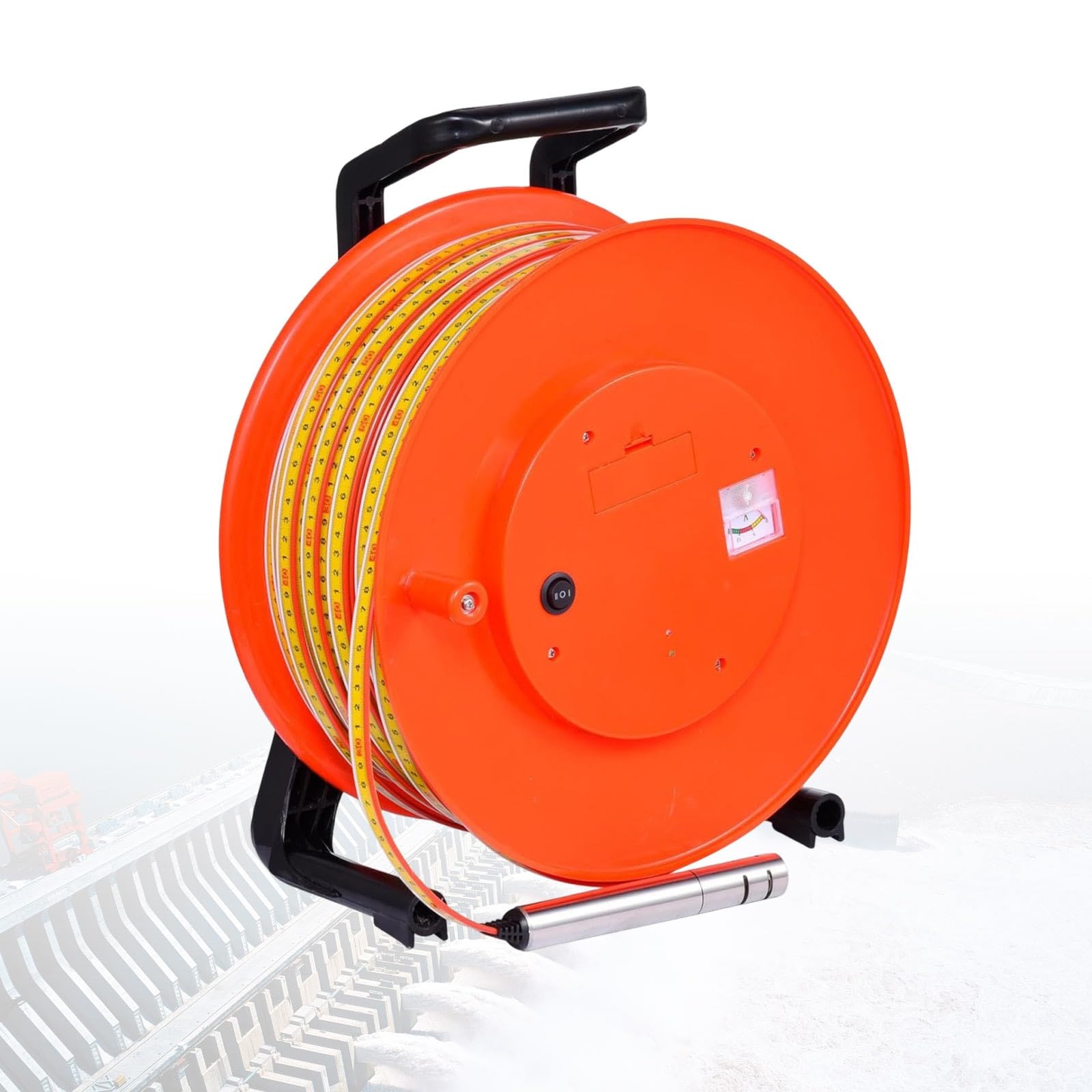 Instrumento de medición de profundidad de pozo, sonda de acero inoxidable, carrete de cinta indicador LED, inspección de pozos de 10 a 300 m