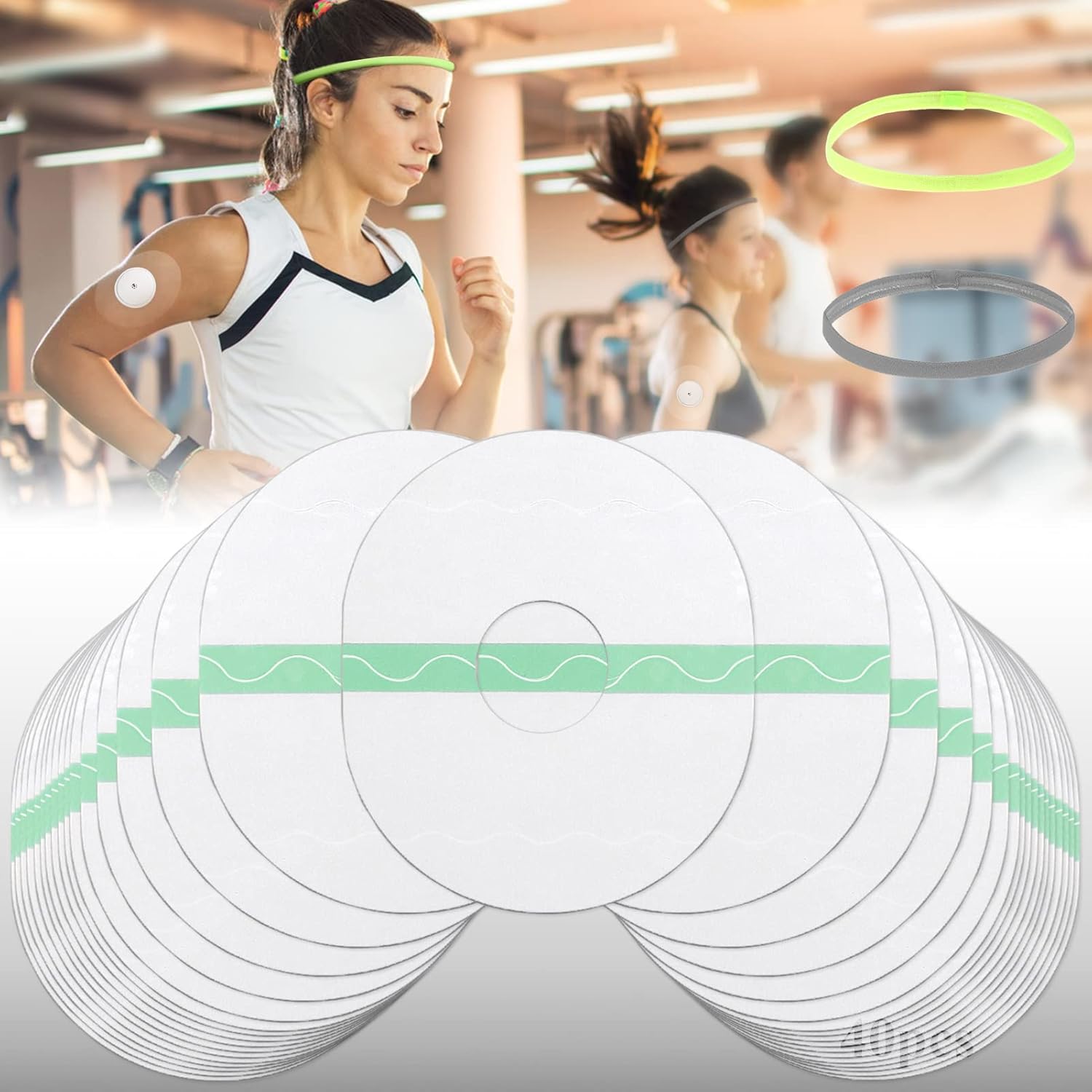40 Unidades Parches Sensor Freestyle Libre 2 Parche Sensor Fijación Cinta Autoadhesivo Resistente al Agua Agradable a la Piel Dura a Lungo, Hipoalergénico Centro Sin Adhesivo oval-transparente