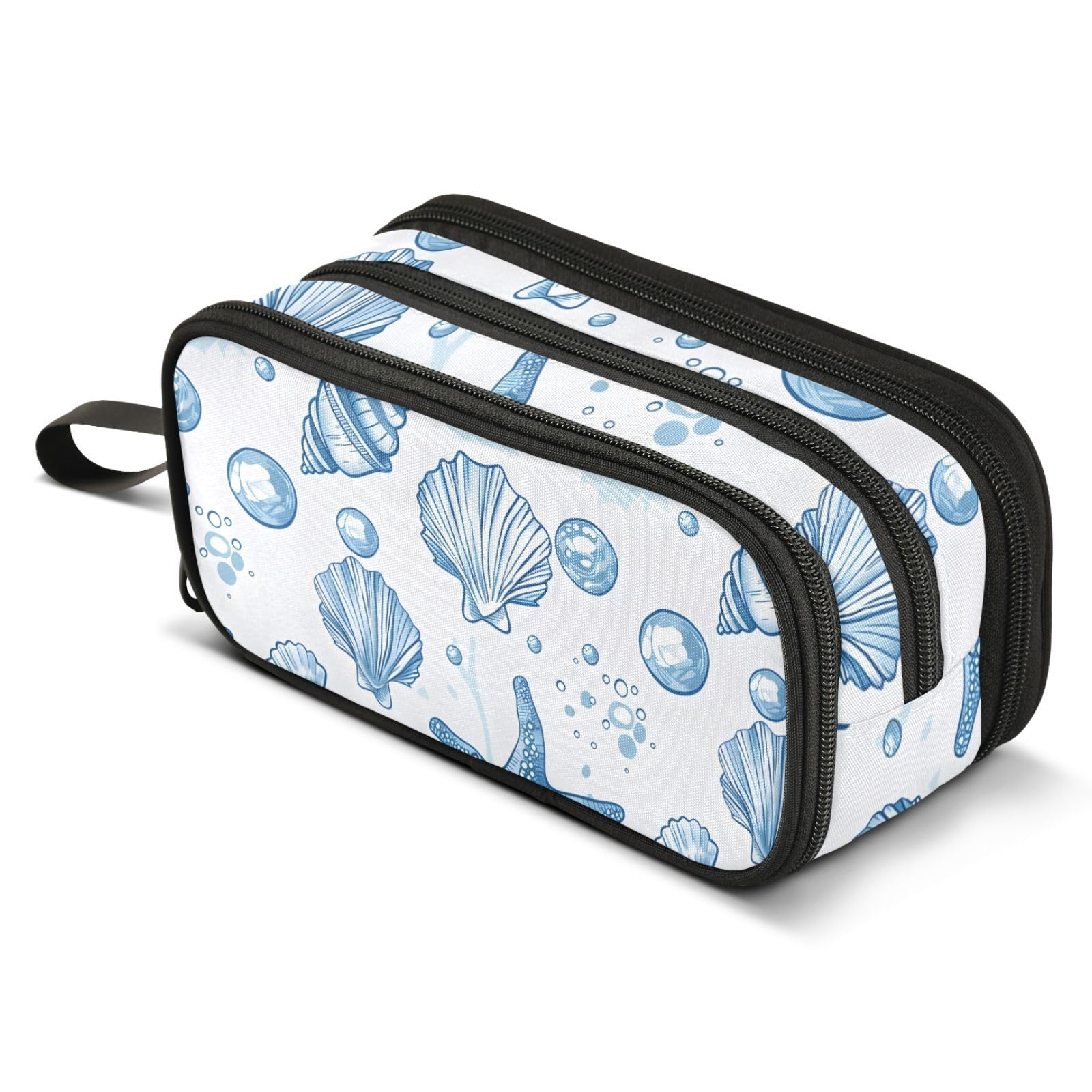 ALAZA Seashells Starfish Blue Nautical Ocean Coastal Pencil Case Box Boys Girls