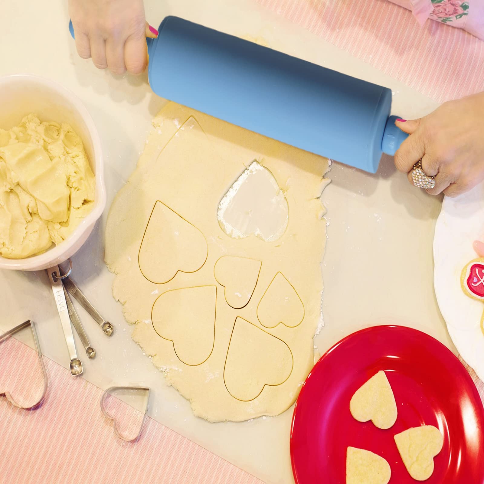 Rouleau à Pâtisserie En Silicone UCAMP - Antiadhésif Avec Tapis - Pour Pizzas, Pâtes, Biscuits