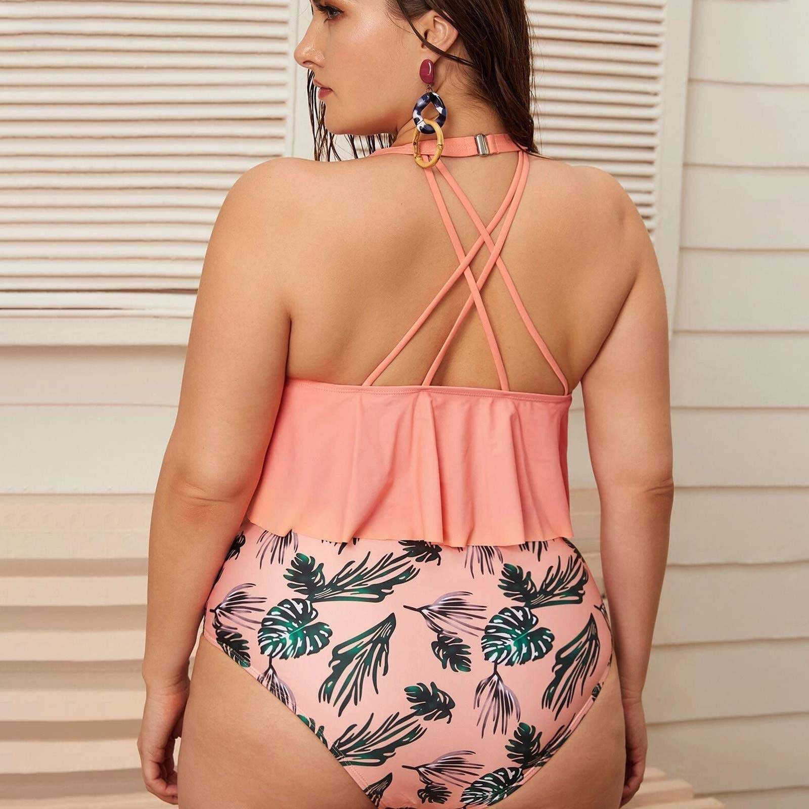 Costume da bagno a righe Stampa Sexy Bikini Un Pezzo Beachwear Nuoto Donne Costumi da bagno Tankini Set