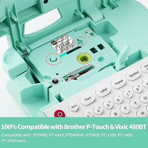 Miniatura 2 de Vixic 18mm Label Tapes Replacement for TZe-241 Label Maker Tape 18mm 0.7 Inch Tz Laminated TZe241 P-Touch Black on Clear Compatible for Brother