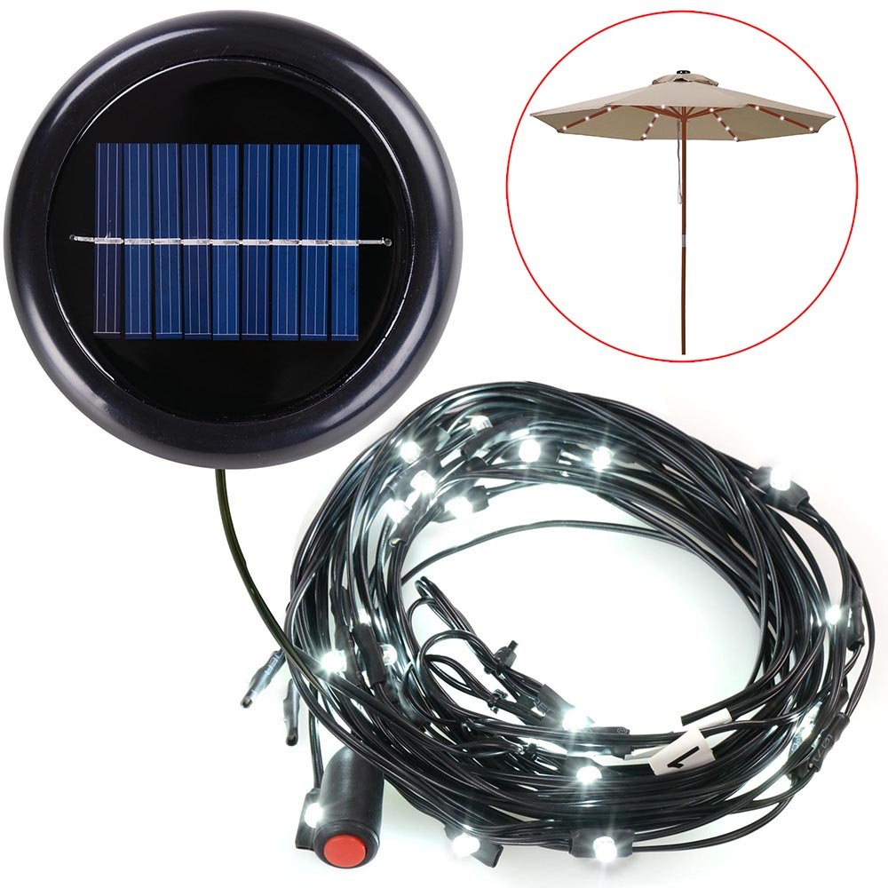 Yescom 40 LED Solar String Light Cool White for 8-Rib 8 ft 9 ft Wooden