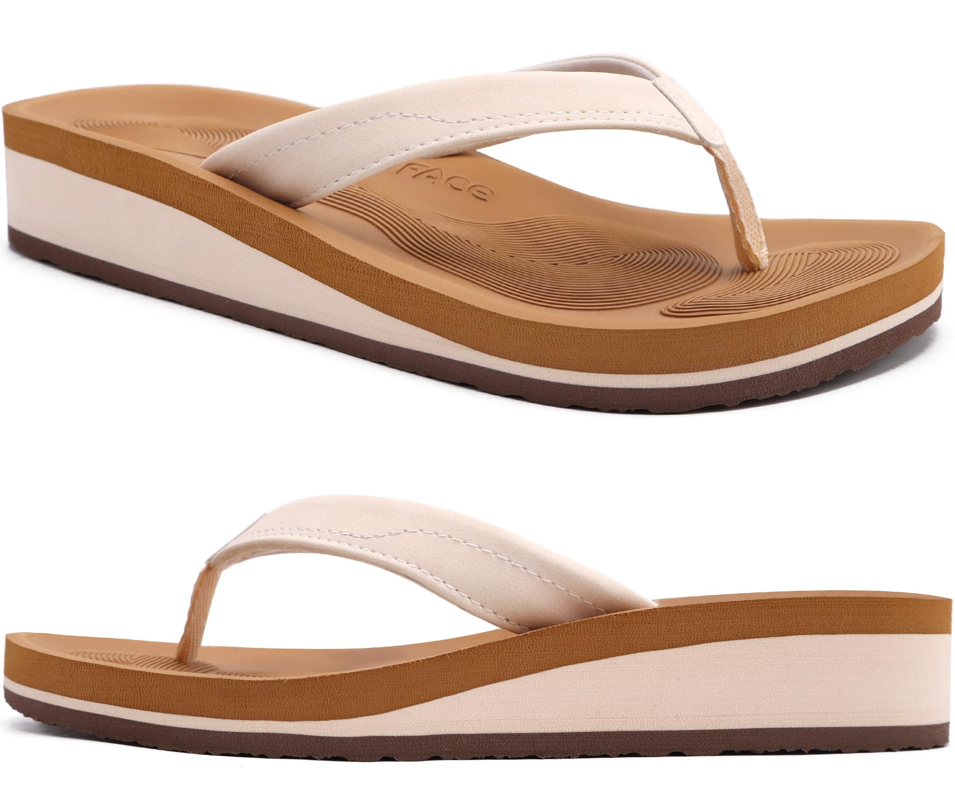 COFACE Infradito Donna Eleganti Sandali in Pelle Moda Infradito con Zeppa Alta per Estate Mare Spiaggia e Piscina