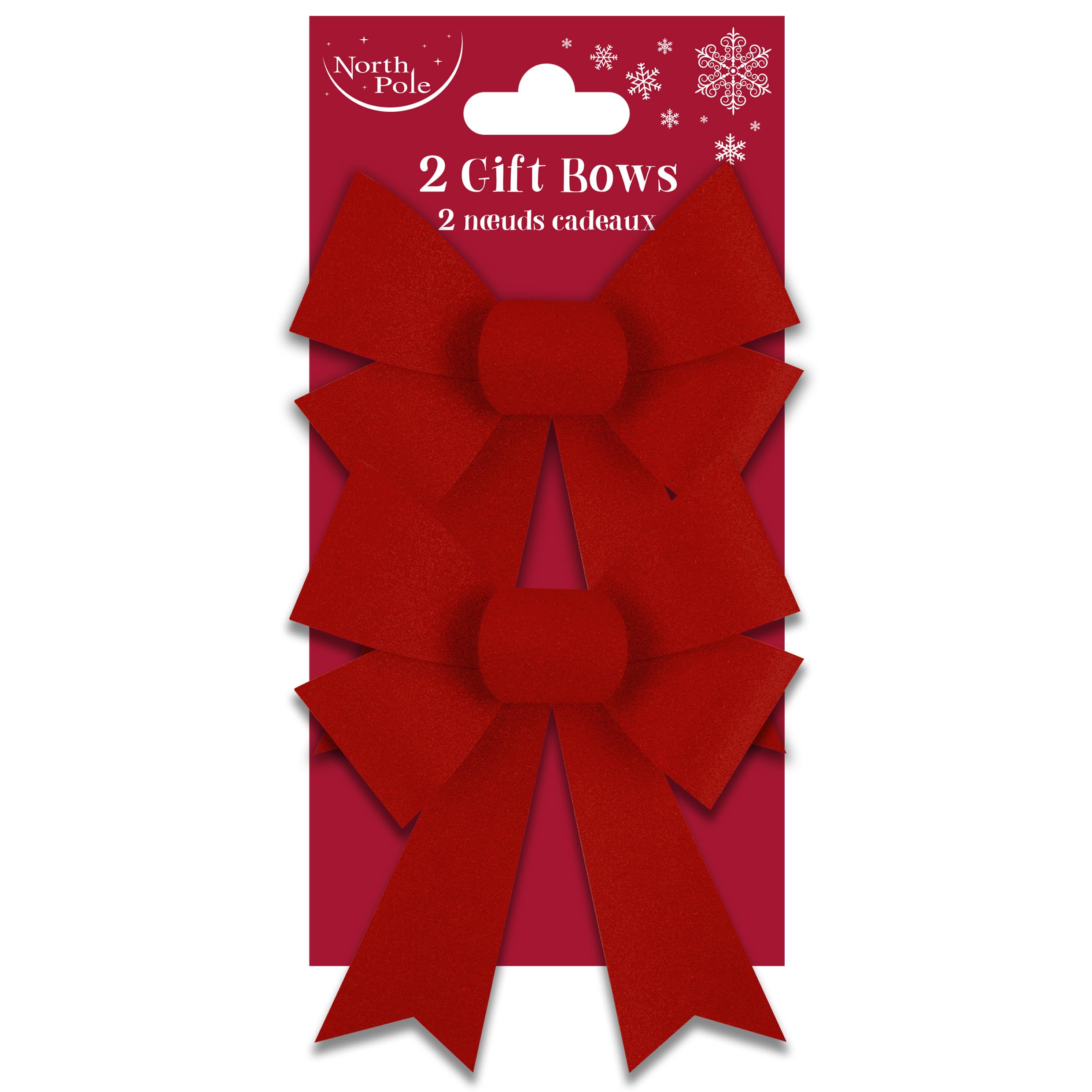 Eurowrap Red 2 Luxury Velour Gift Bows Traditional Christmas Birthday Present Xmas
