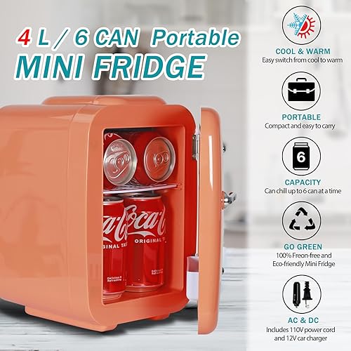 Miniatura 2 de Mini refrigerador termoeléctrico portátil de 4 litros enfriador y calentador para cuidado de la piel, refrigerador ecológico de belleza para