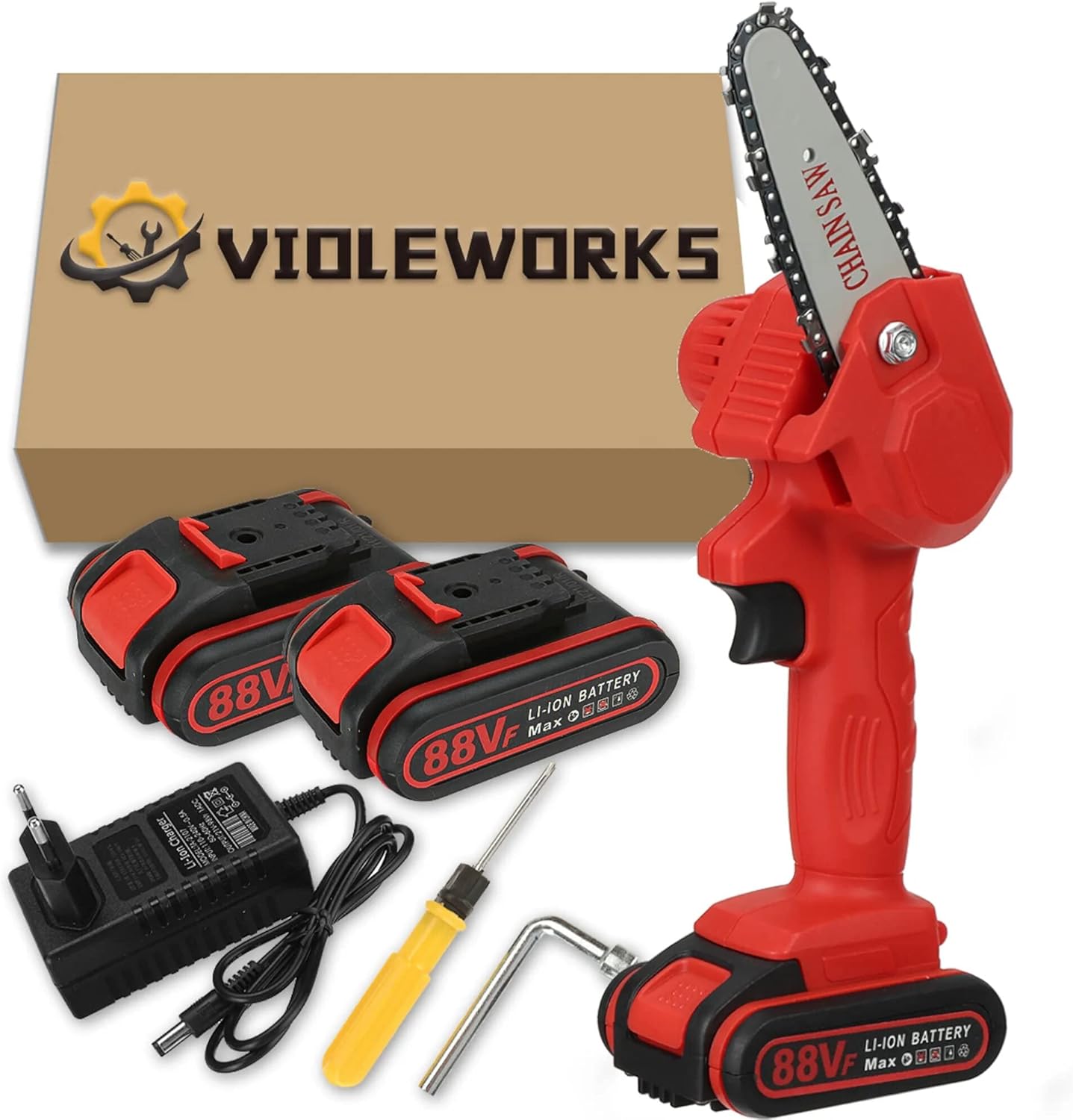 Mini Chainsaw Battery, 4'' Mini Electric Chainsaw, Cordless Mini