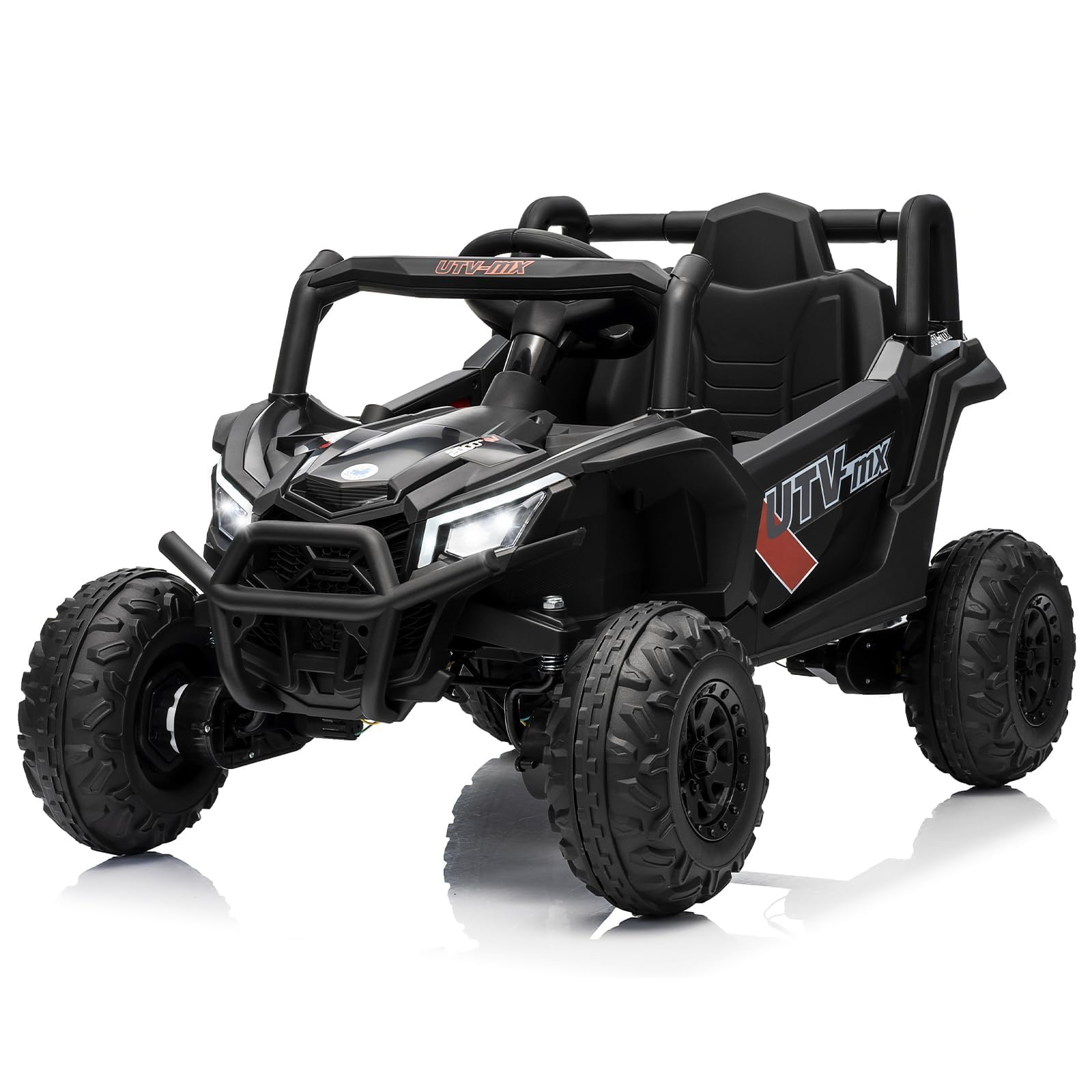 GarveeHome 12V Elektroauto Für Kinder Ab 3 Jahre, 2WD/4WD UTV Ride-on Truck Mit Fernbedienung, 4 Federungen, Eva-Reifen, Musik, LED-Licht, Sicherheitsgurt, Outdoor Elektroauto Kinderauto Bis 60 kg
