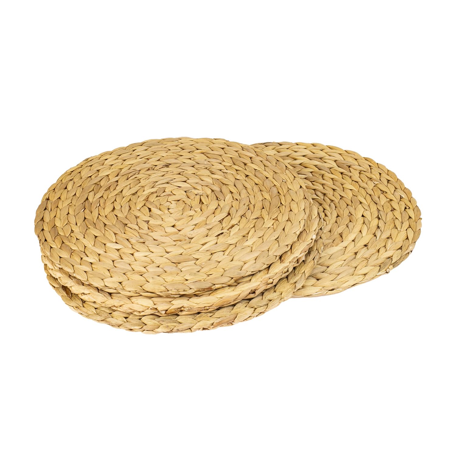 HMF tovaglietta intrecciata in giacinto d'acqua, sottopiatti lavabili | Set da 4 | Rotondo, 35 cm