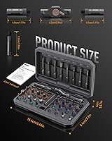 Vista 9 de DISEN 43 in 1 Ratcheting Screwdriver Set with 58-Tooth Handle & Magnetic Pickup, 40 S2 Steel Bits Long/Short, Professional Repair Kit for