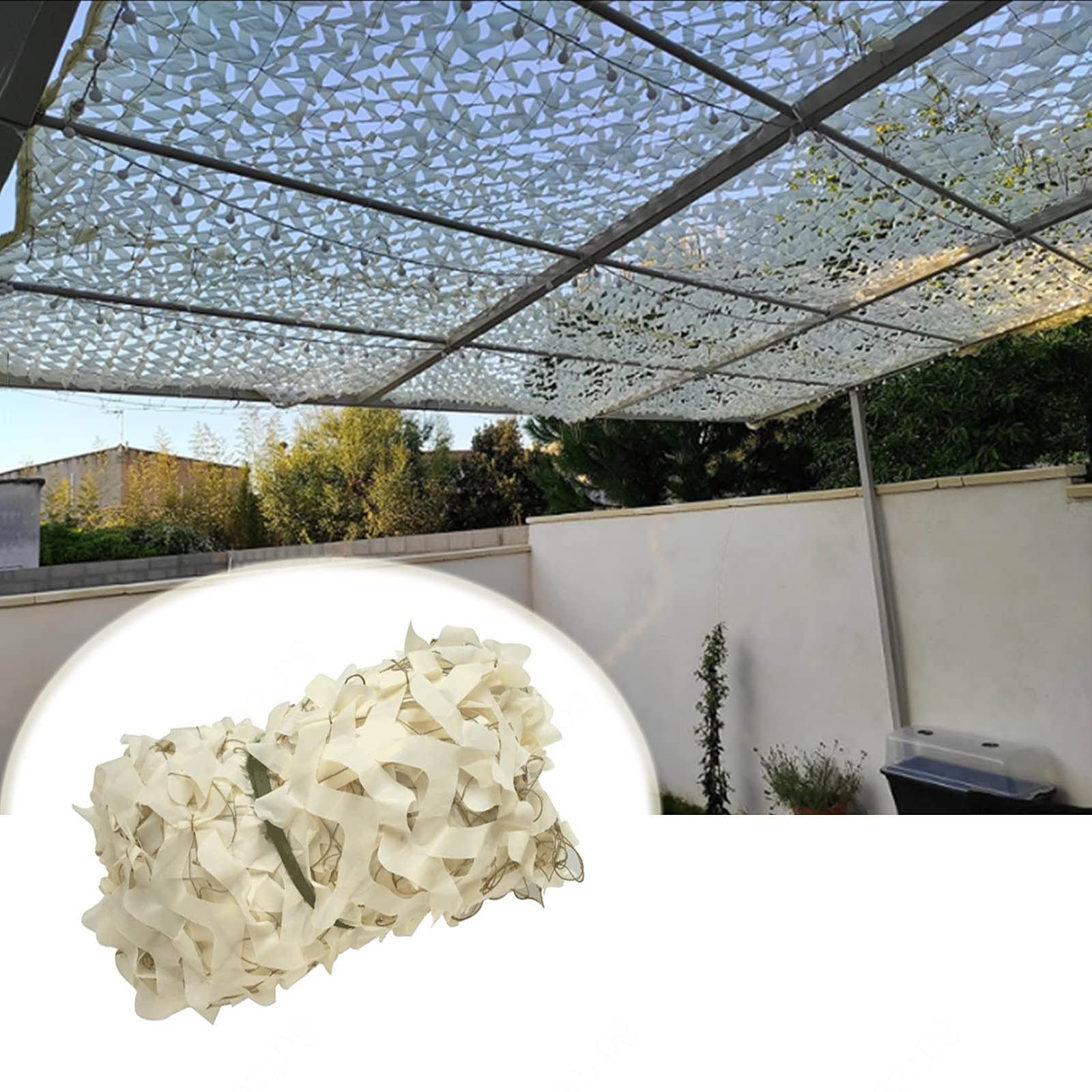 Rete Mimetica Bianca Parasole 3x5m | Camouflage Rinforzato Per Giardino, Caccia, Decorazione | Tessuto Oxford E Nylon