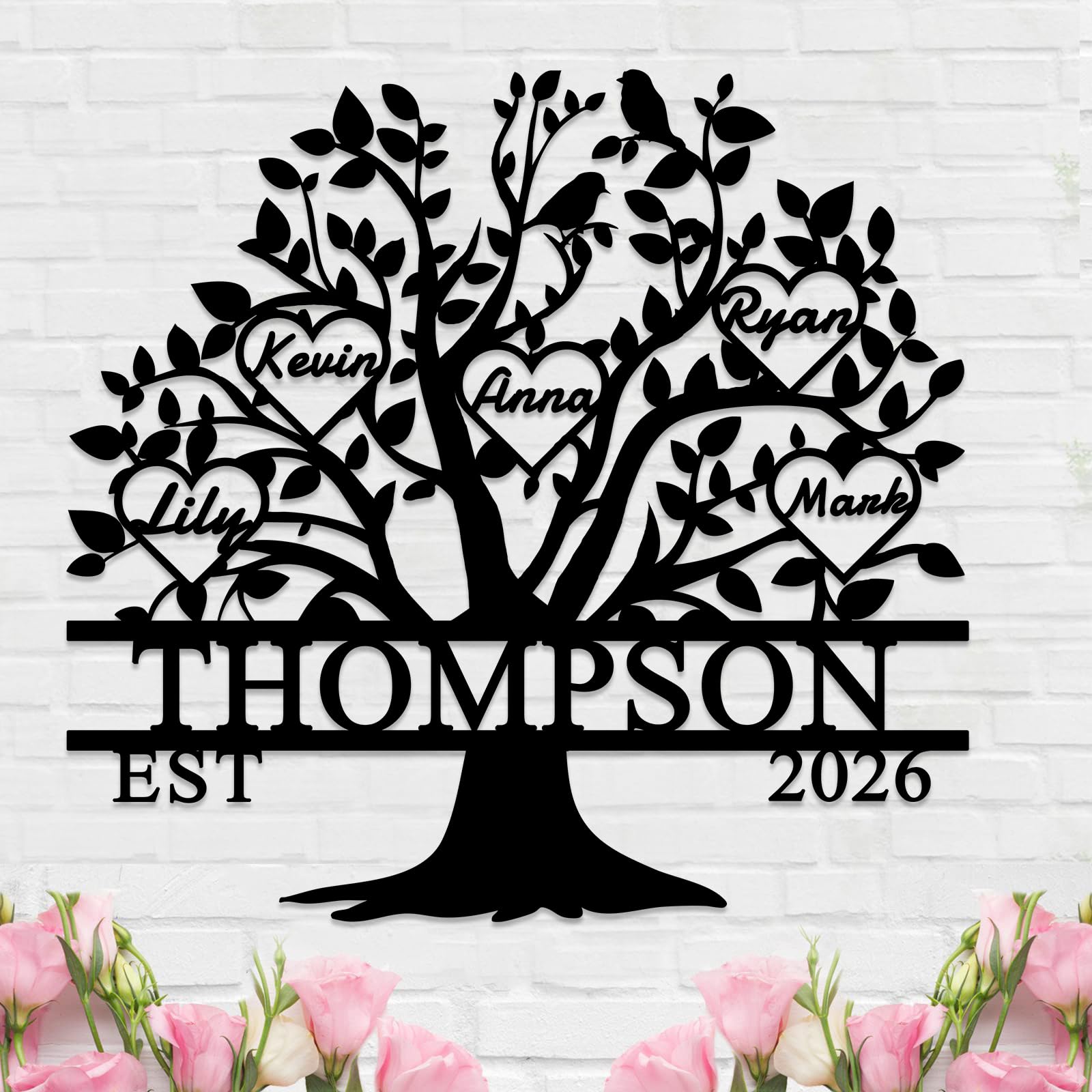 Personalized Family Tree Metal Name Sign Custom Life Tree Wall Art Home Decor Customized Family Name Last Name Sign Personalized Housewarming Gifts