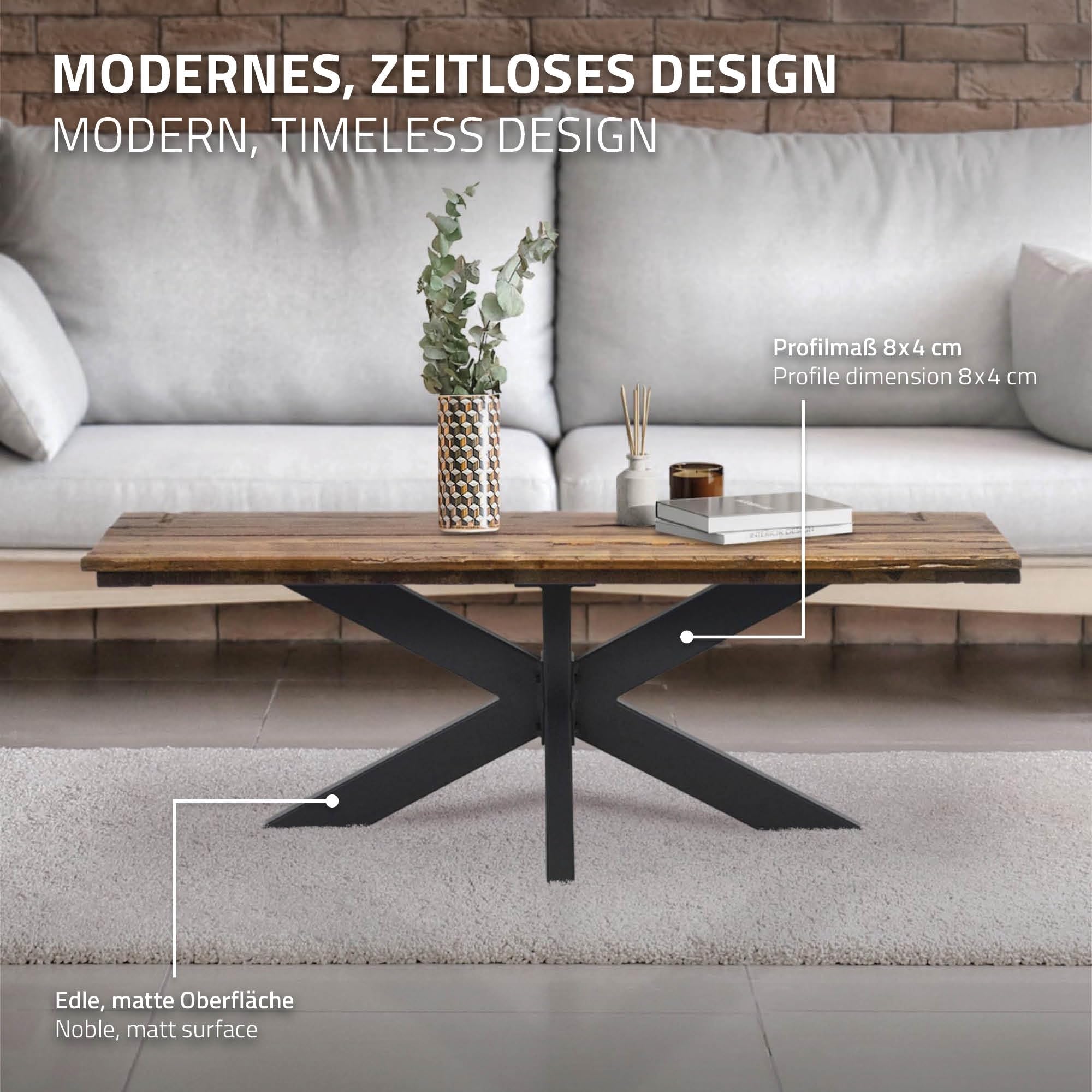 ML-Design Pied de Table Spider 58x43x98 cm, Structure en Croix, Noir, en Métal, Revêtement en Poudre, 150 kg, Design Industriel, Protection du Sol Inclus, Construction Robuste, Matériel de Fixation
