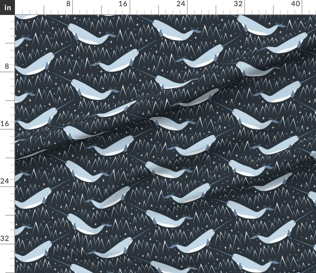 Spoonflower Fabric - Narwhals Narwhal Arctic Animal Sea Ocean Mythical Animals Whale Printed on Petal Signature Cotton Fabric by The Yard - Sewing Quilting Apparel Crafts Decor