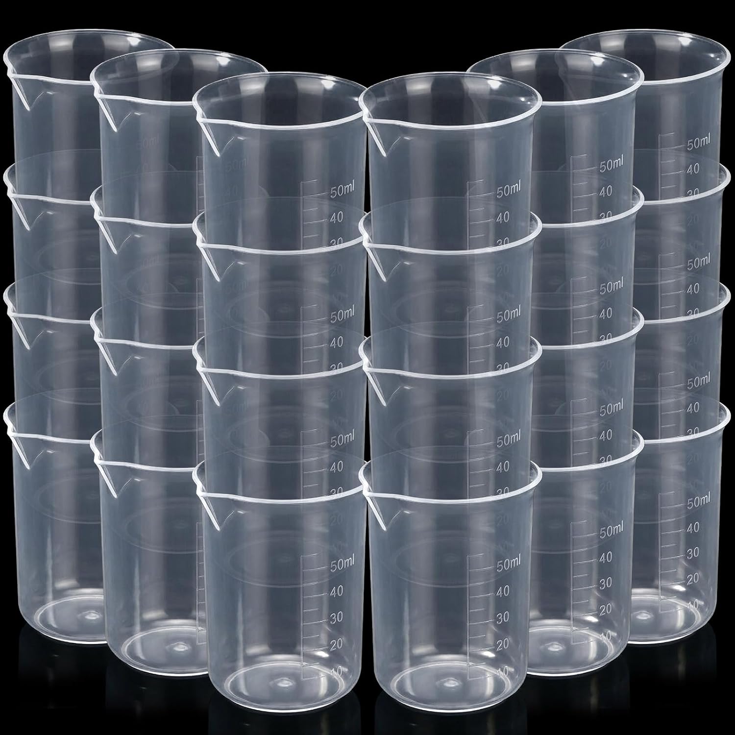 Tatuo 200 Pack 3.4oz/100ml Plastic Mixing Cups Disposable Measuring Cups V-shaped Cup Rim, Epoxy Bulk Clear Beaker with Graduated for Resin, Laboratory, Liquid, Acrylic Paint Art, Medicine