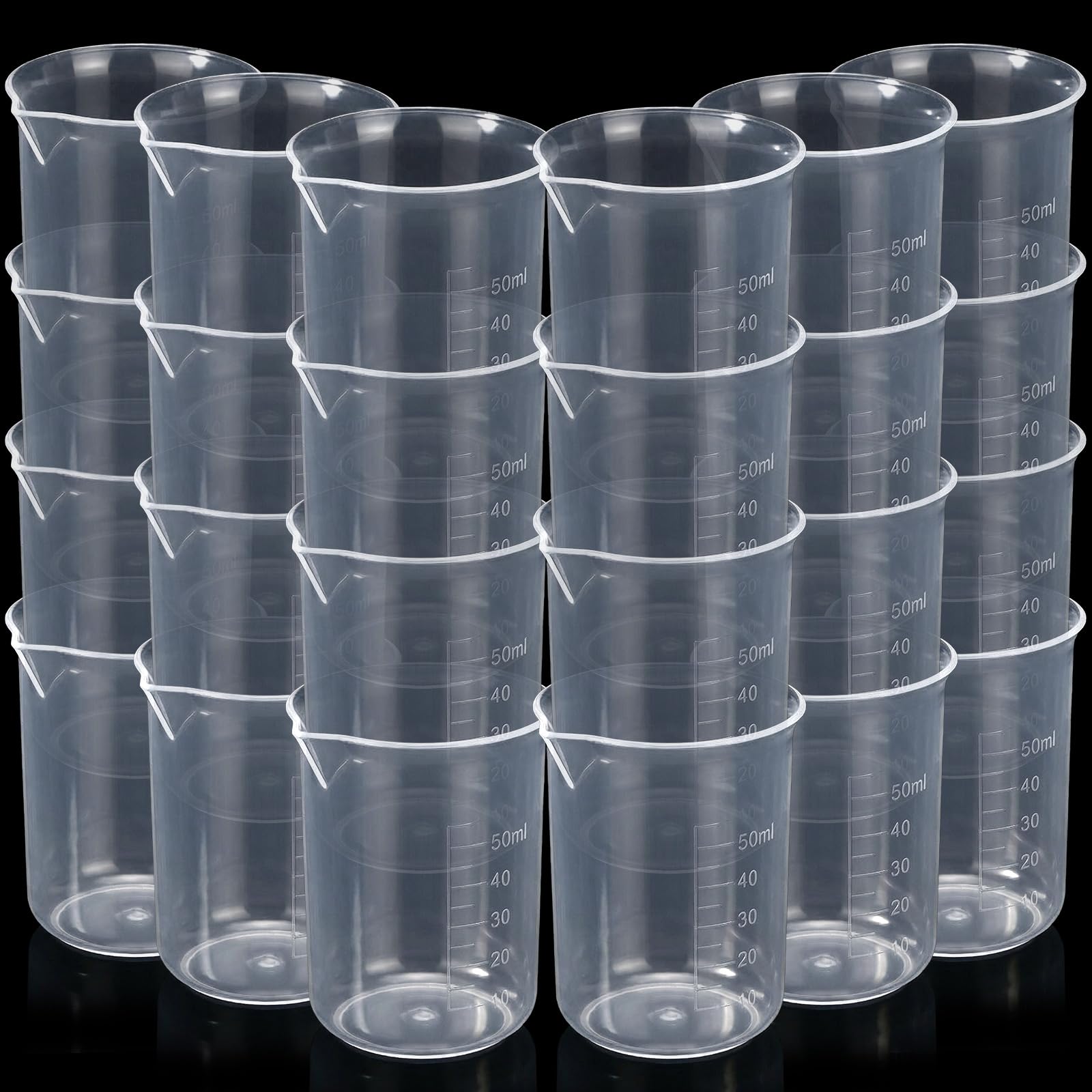 Tatuo Confezione da 200 bicchieri graduati in plastica usa e getta a forma di V, bicchieri graduati per resina, laboratorio, liquidi, pittura acrilica, medicina, 1.7oz / 50 ml