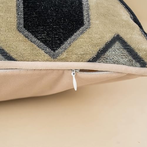 Miniatura 6 de Alerfa Funda de cojín cuadrada de terciopelo con corte bordado de rayas geométricas y moderna, funda de almohada decorativa para sofá, sala de