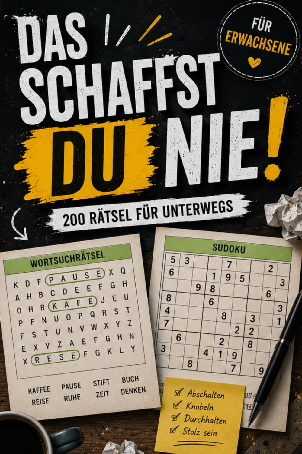 Das schaffst du nie! – 200 Rätsel: Rätselblock von leicht bis schwer – mit Wortsuchrätsel, Sudoku, Buchstabensalat und noch mehr - Perfekt als Geschenk