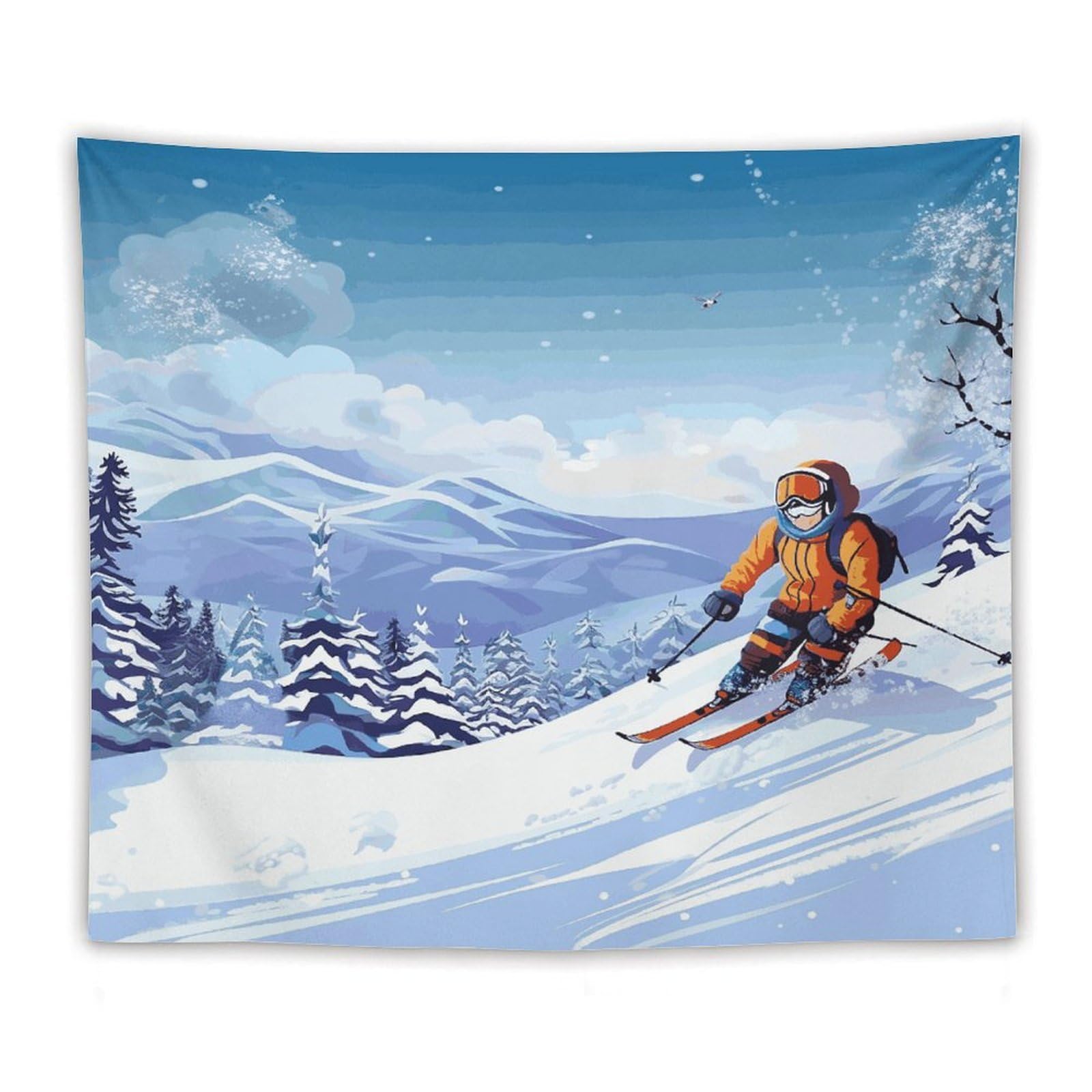 LDGSUPH Winter Skiing Tapestry Wall Hanging Decor Anti-fading Aesthetic Wall Tapestries Fashion Wall Blanket Decor Modern Wall Art Tapestry for Bedroom Home Decor 50"x60"