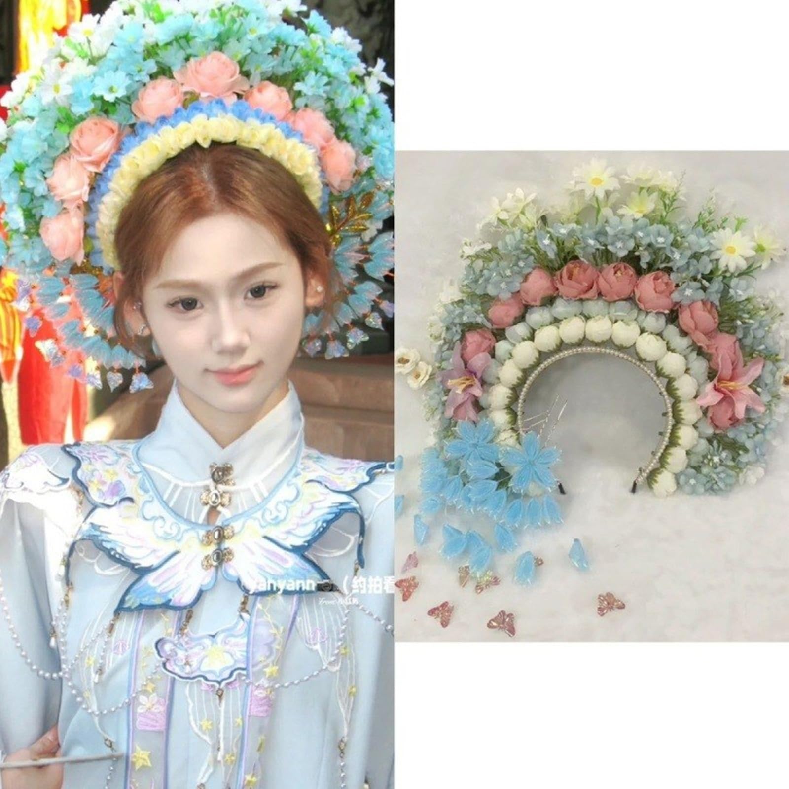 Fascia per capelli etnica con fiori alla moda ghirlanda floreale alla moda decorazione per capelli floreale accessorio per capelli per feste