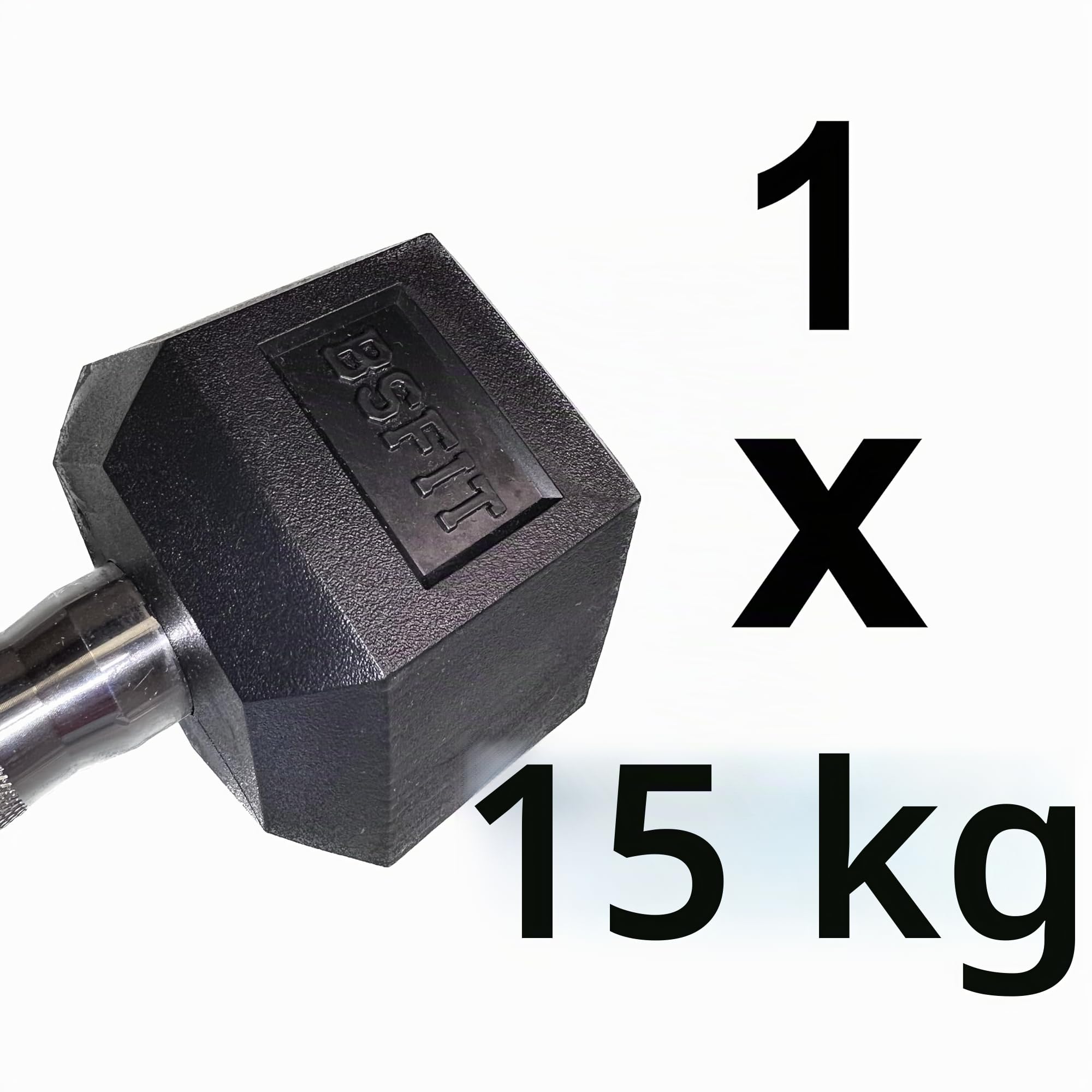 1 Mancuerna Hexagonale de Caucho, Pesas Antirrodadura con Mango Cromado Ergonómico, para Fuerza, Fitness y Gimnasio en Casa, Varios Pesos