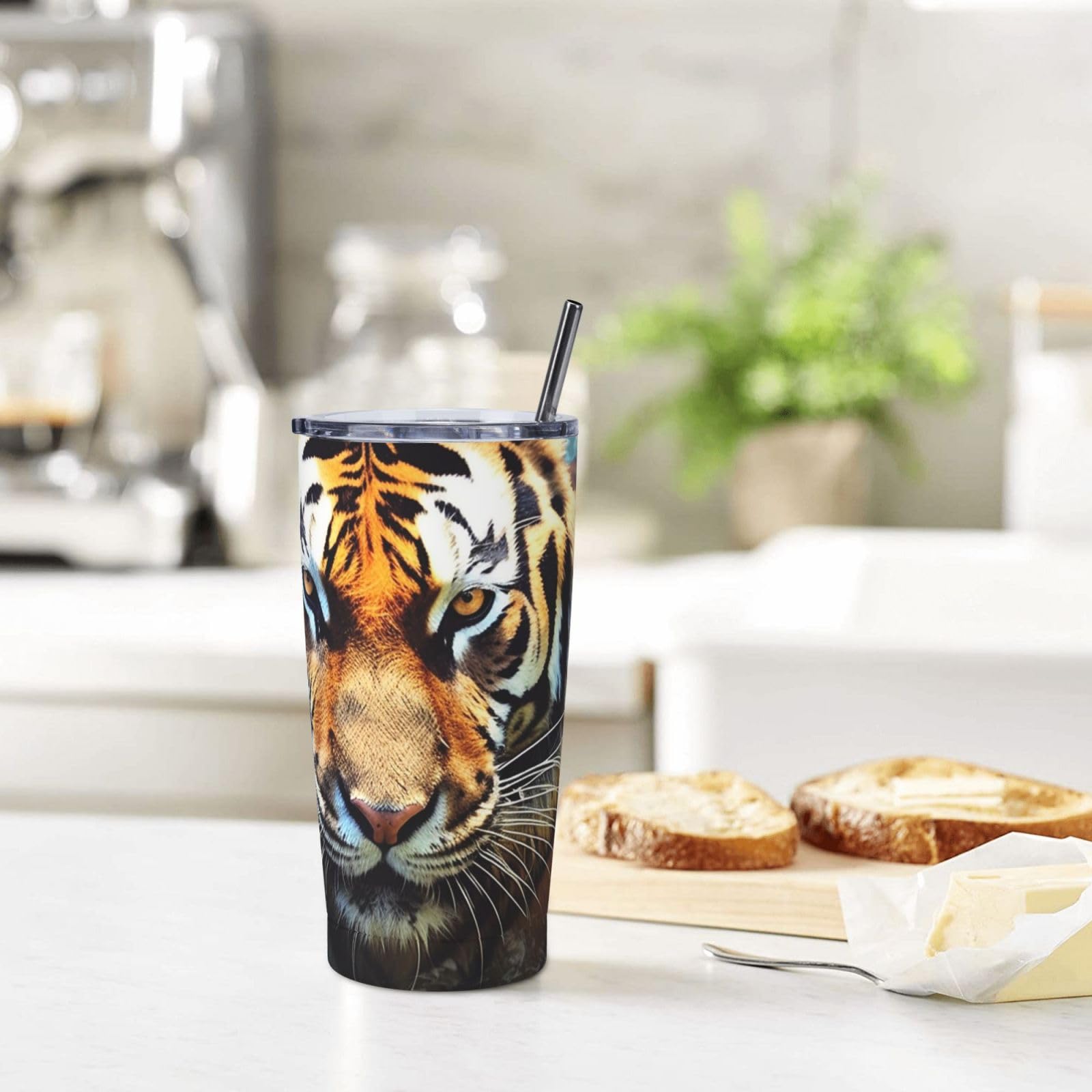 Tazza Termica Con Manico E Cannuccia - Bicchiere Isolante Da Viaggio Per Bevande Calde E Fredde - Foto 6