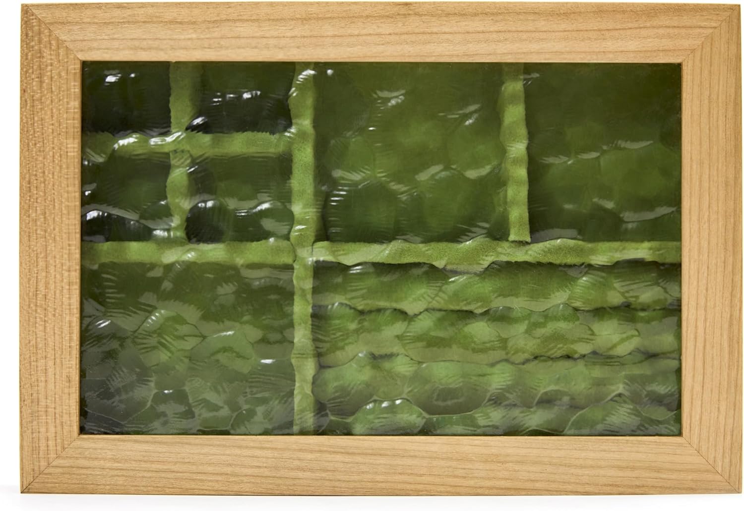 pandapark Wooden Jewelry Box with Glass Lid, Multi-Compartment Storage Display Case, Walnut Brown (Green Cherry)