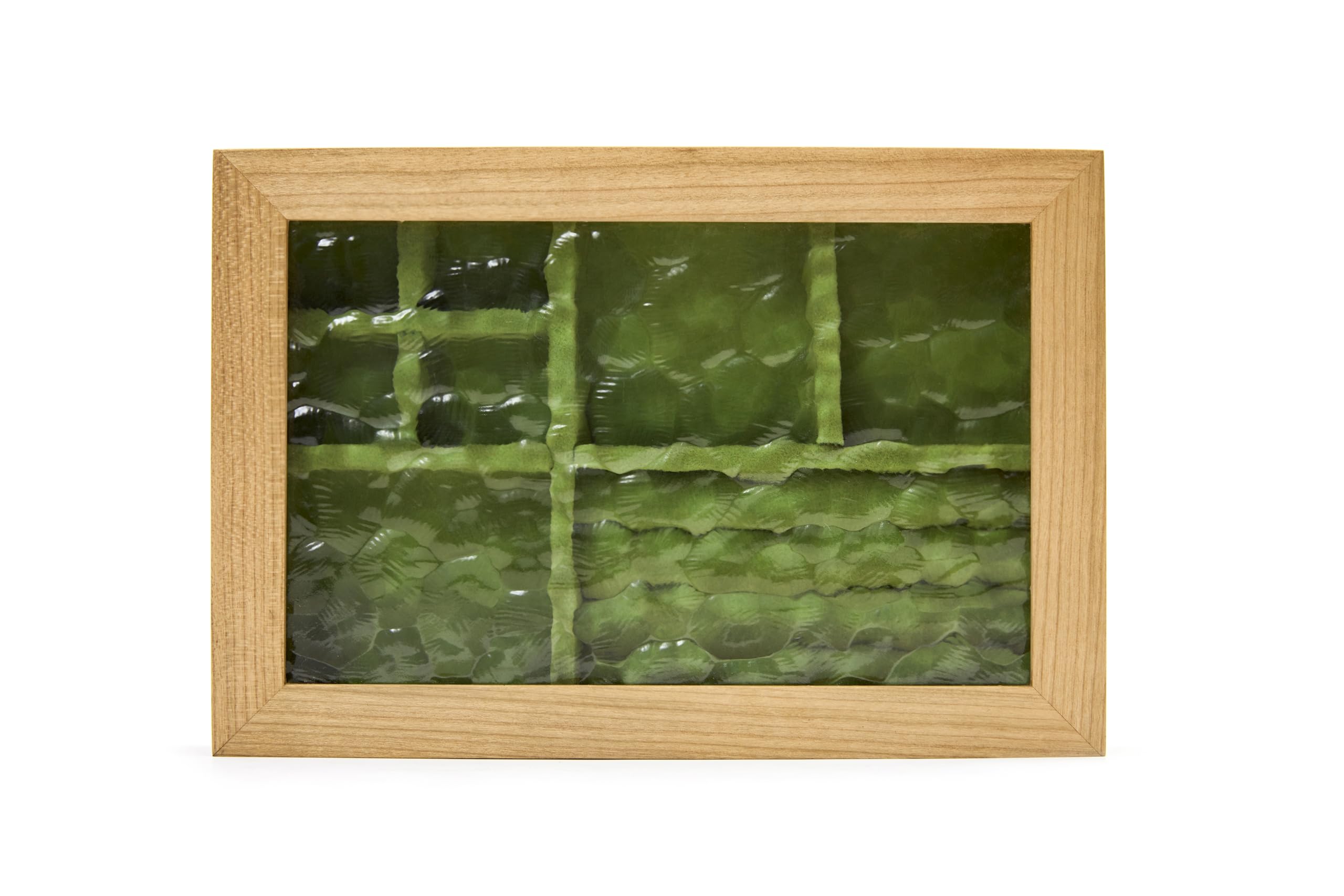 pandapark Schmuckschatulle aus Holz mit Glasdeckel, Aufbewahrungsvitrine mit mehreren Fächern, Walnussbraun (Grüne Kirsche)